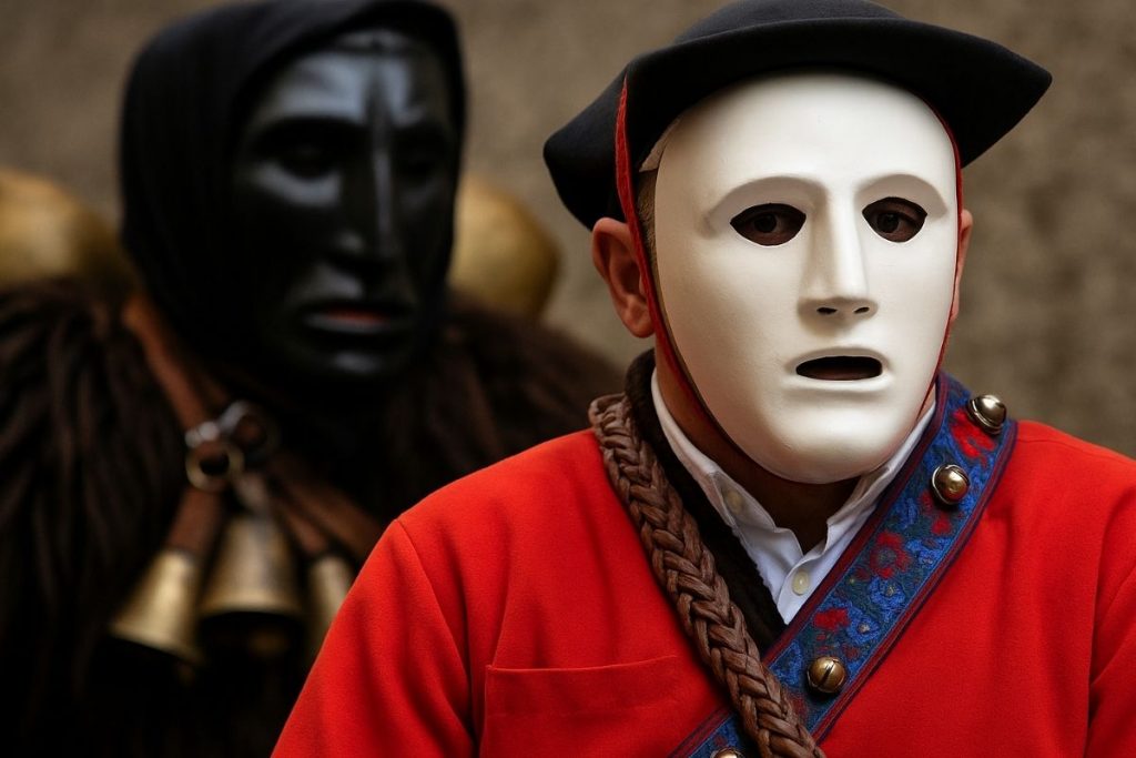 Mamuthones et Issohadores de Mamoiada pendant le carnaval traditionnel sarde