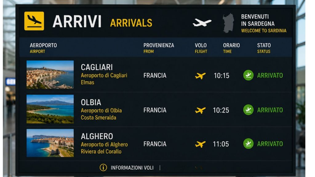 Les trois aéroports internationaux de Sardaigne : Cagliari, Olbia et Alghero